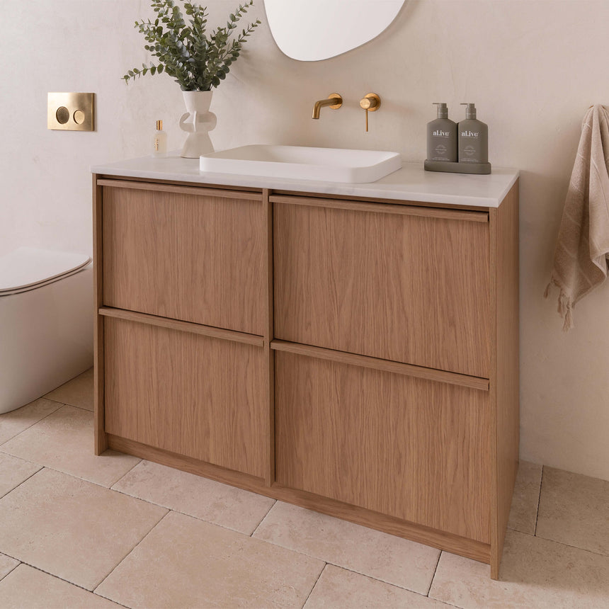ADP Eli All Drawer Twin Floor Mount Vanity Caesarstone Mineral Vanity ADP