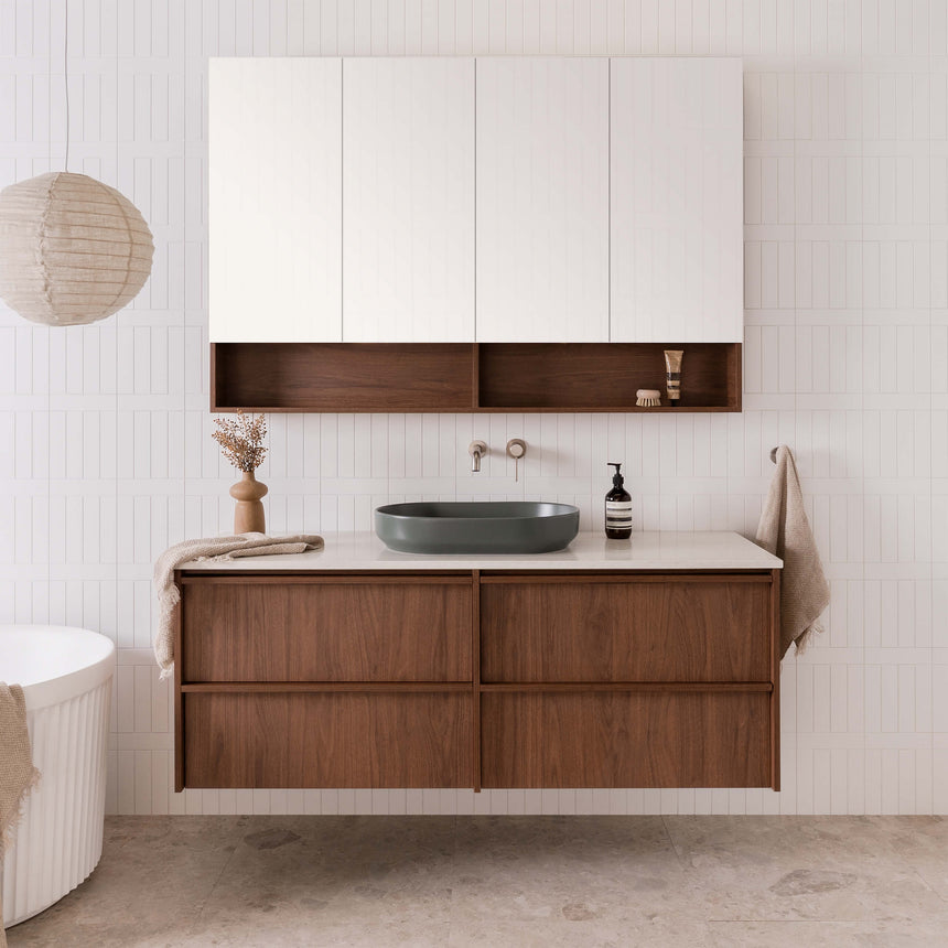 ADP Eli All Drawer Twin Wall Hung Vanity Caesarstone Mineral Vanity ADP