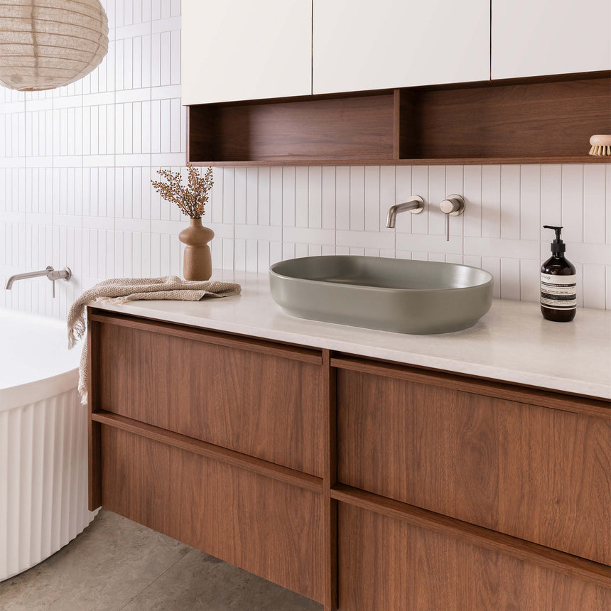 ADP Eli All Drawer Twin Wall Hung Vanity Caesarstone Mineral Vanity ADP