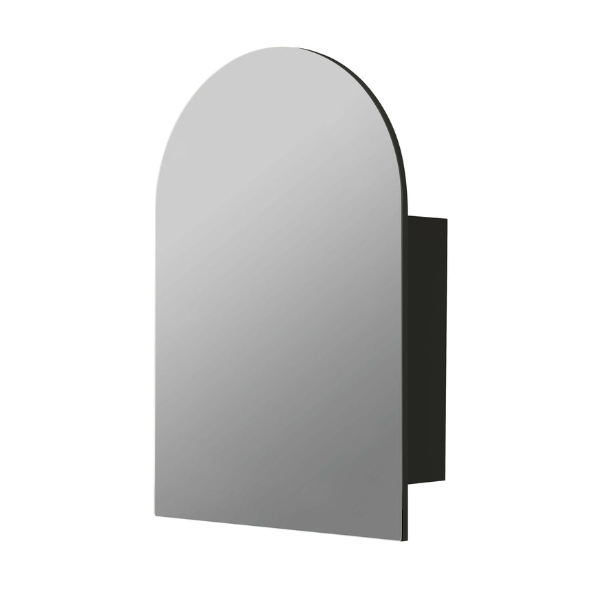 Lukka Allison Shaving Cabinet allison mirror and cabinet assembly in grey tone, angled side view showing cabinet depth by Tilemall