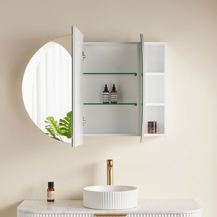 Lukka Allison shaving cabinet 900mm matte grey three-door wall-hung by Tilemall