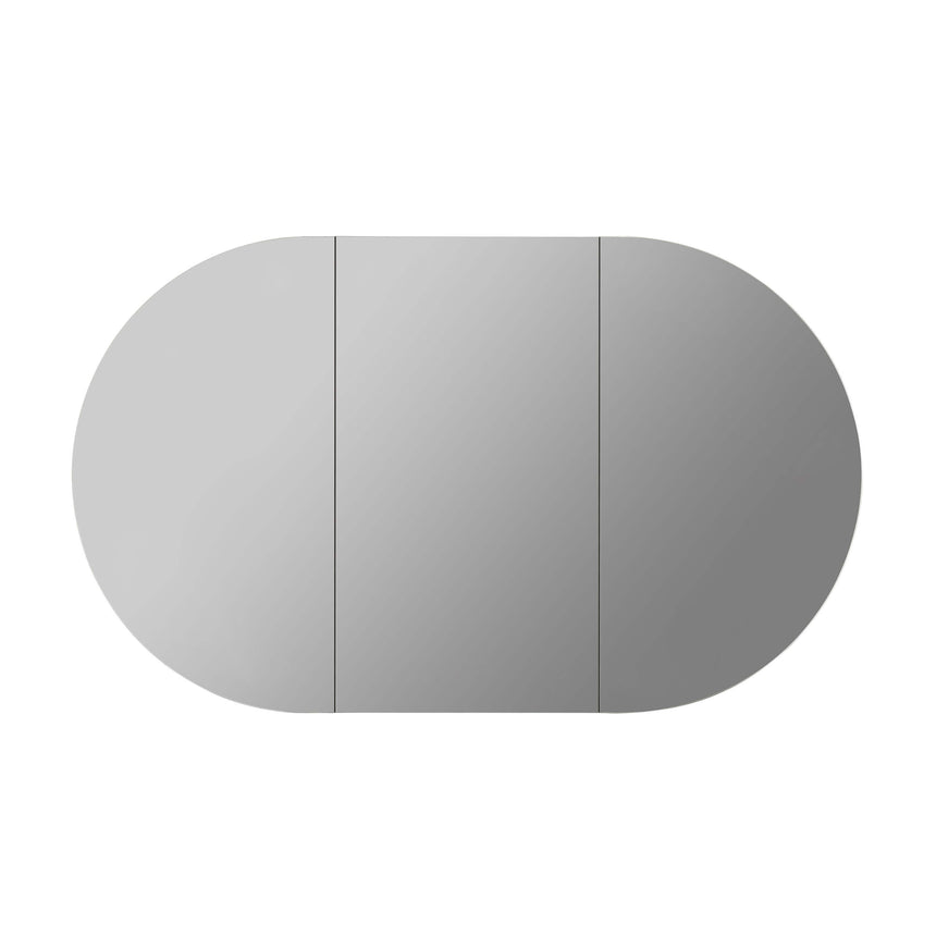 Lukka Allison shaving cabinet matte white rounded door closed front view by Tilemall