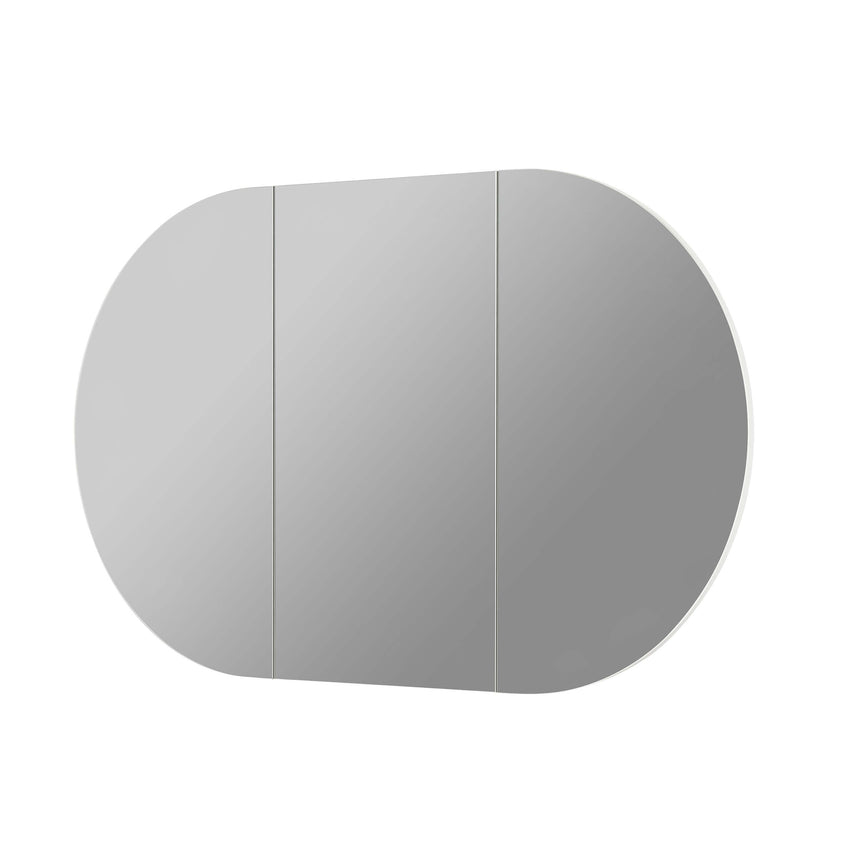Lukka Allison shaving cabinet rounded design three-panel door closed top view by Tilemall