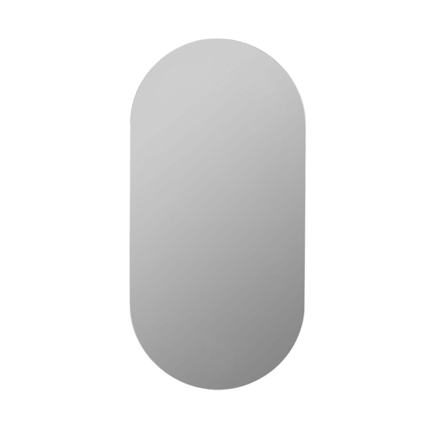 Lukka Allison Shaving Cabinet 450mm, oval wall-hung mirror with matte grey finish by Tilemall