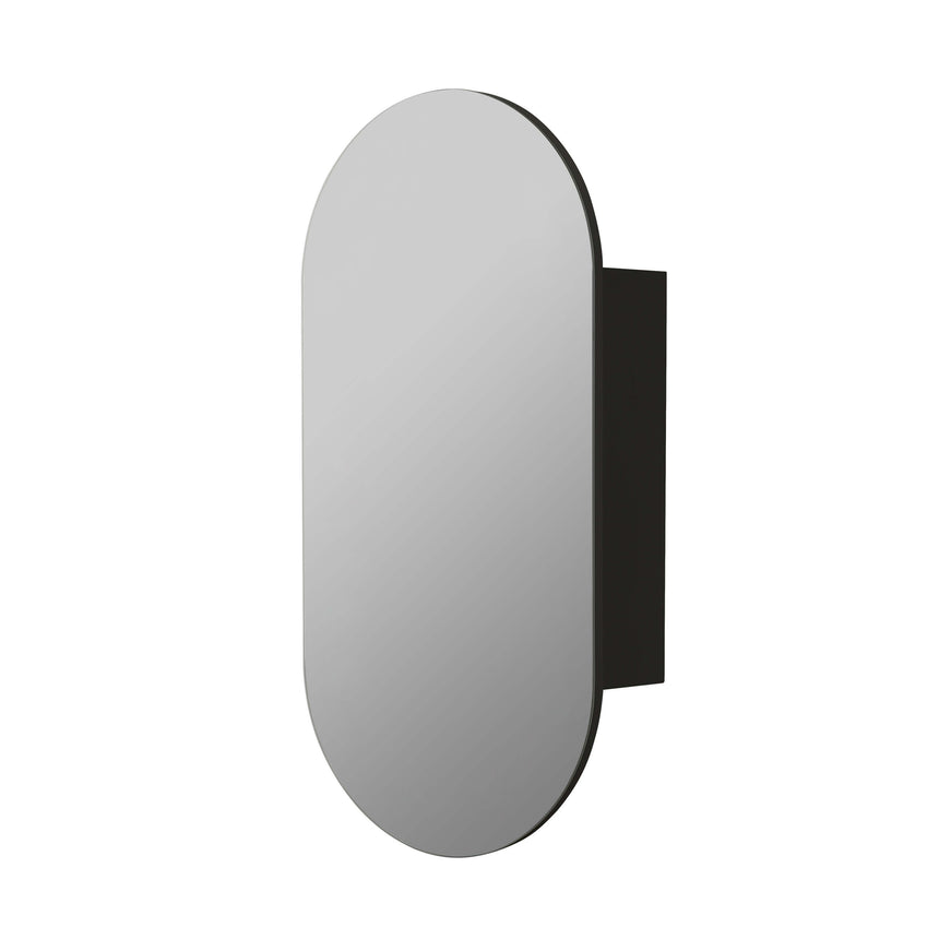 Lukka Allison Shaving Cabinet Allison wall-hung cabinet with matte black door panel and mirror by Tilemall