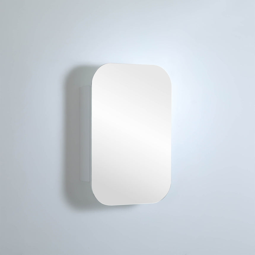 Lukka Allison matte white shaving cabinet 400mm closed door front view by Tilemall