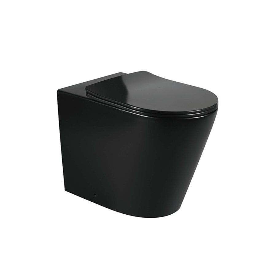 Alzano Rimless Wall Face Toilet Suite Toilet Inspire R&T Cistern Matte Black