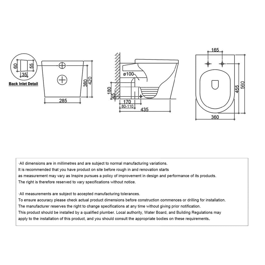 Alzano Rimless Wall Face Toilet Suite Toilet Inspire
