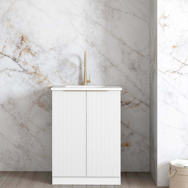 Bondi Matte White Base Cabinet Sets Floor Standing Joinery 650mm Laundry Otti Australia Quartz Aterra  