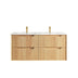 Byron Fluted Woodland Oak Wall Hung Ceramic Top Double Basin Vanity