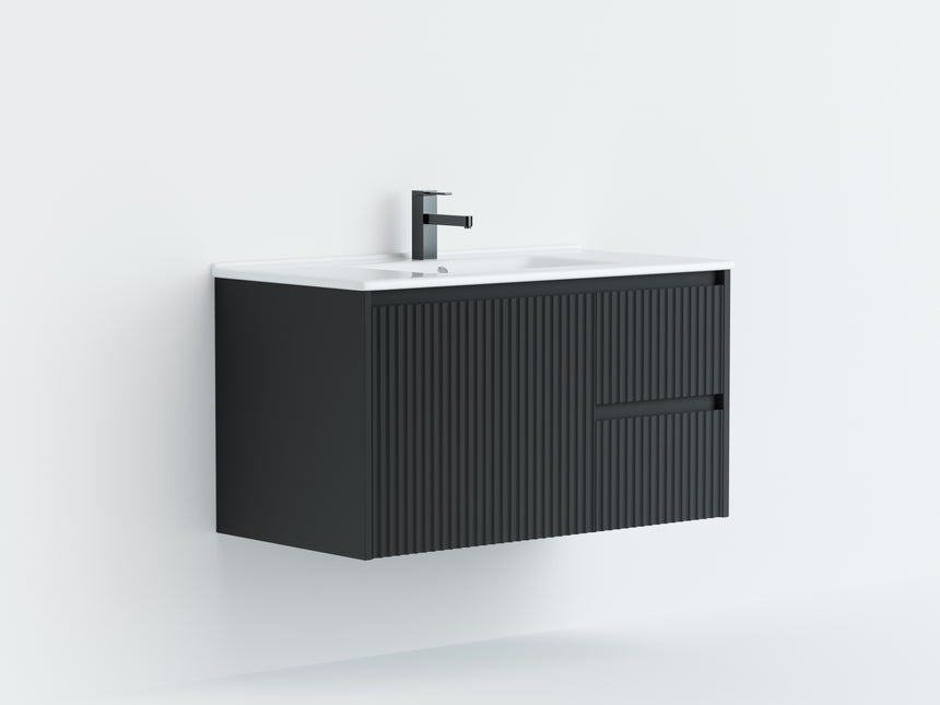 Crete Modern Wall Hung Cabinet Matte Black
