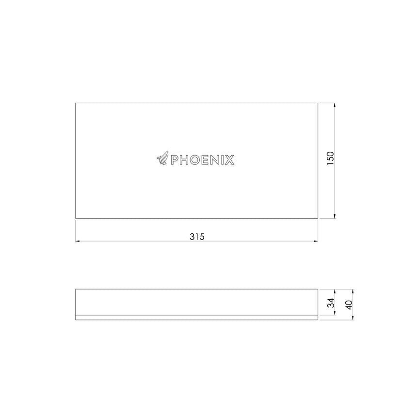 Phoenix Swatch Dots Full Box Set in Universal, technical line drawing with dimensions