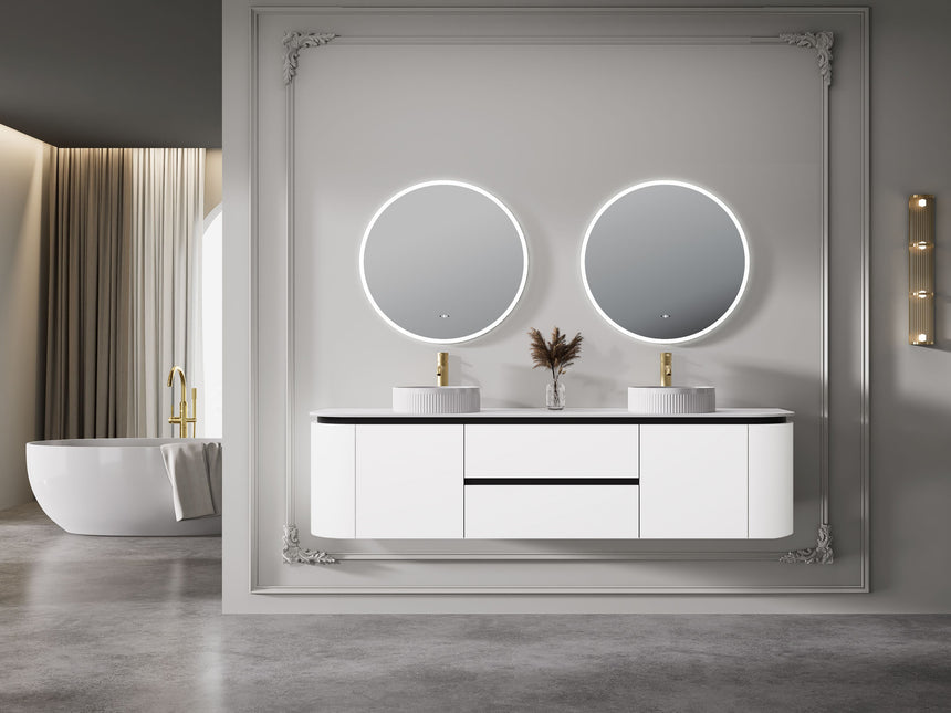 Devito Modern Wall Hung Cabinet Matte Black and White