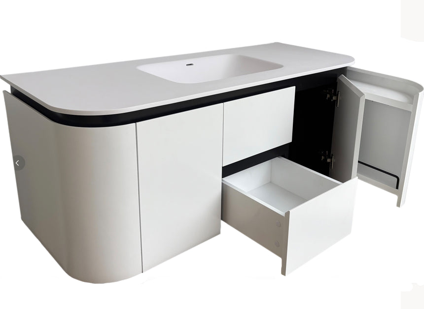 Devito Modern Wall Hung Cabinet Matte Black and White