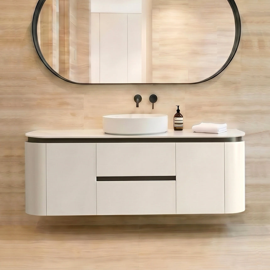 Devito Modern Wall Hung Cabinet Matte Black and White