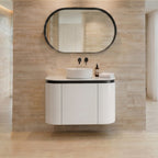 Devito Modern Wall Hung Cabinet Matte Black and White