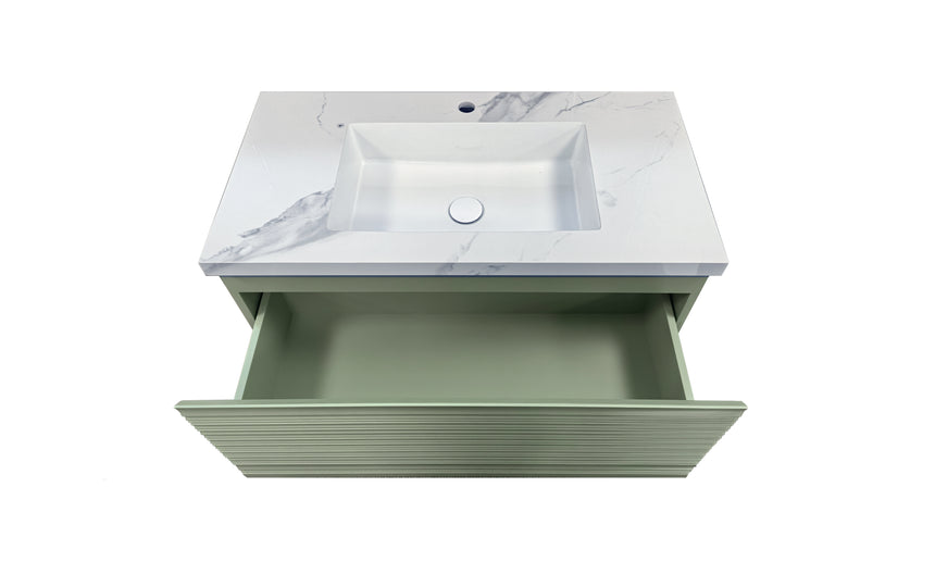 Sedona Fluted Wall Hung Cabinet Olive Green