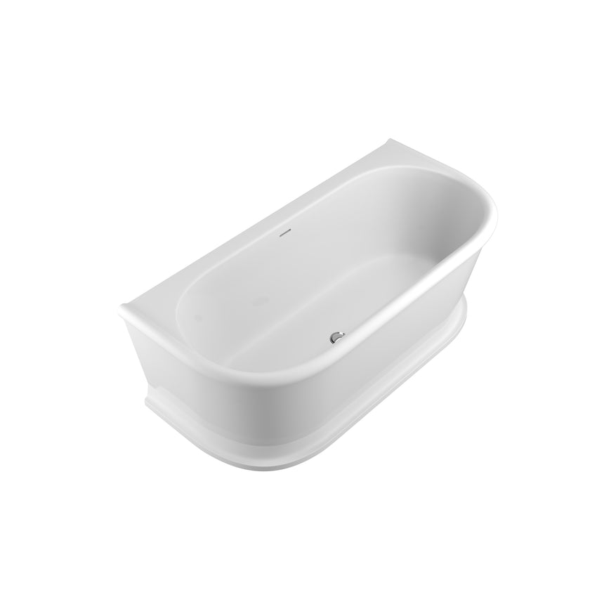 Lukka Dulwich Back to Wall Hampton Style Bathtub Overflow 1700mm Gloss White by Tilemall