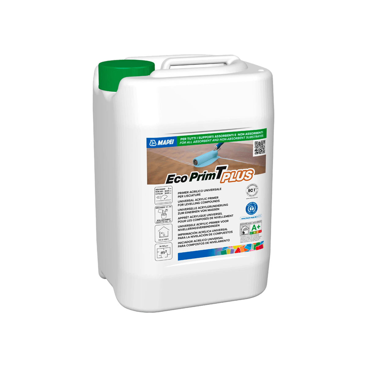 Mapei Eco Prim T Plus 5kg substrate primer in white container with green cap by Tilemall
