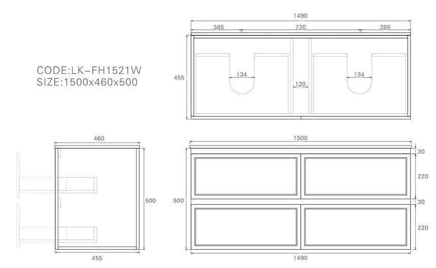 Hamilton Federation Prime Wall Hung Cabinet Matte Black