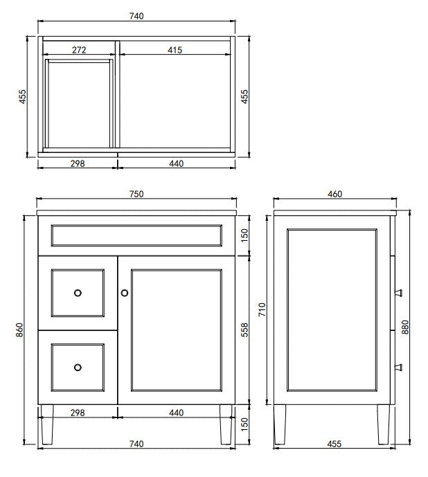 Harold Federation Free Standing Cabinet Matte Black