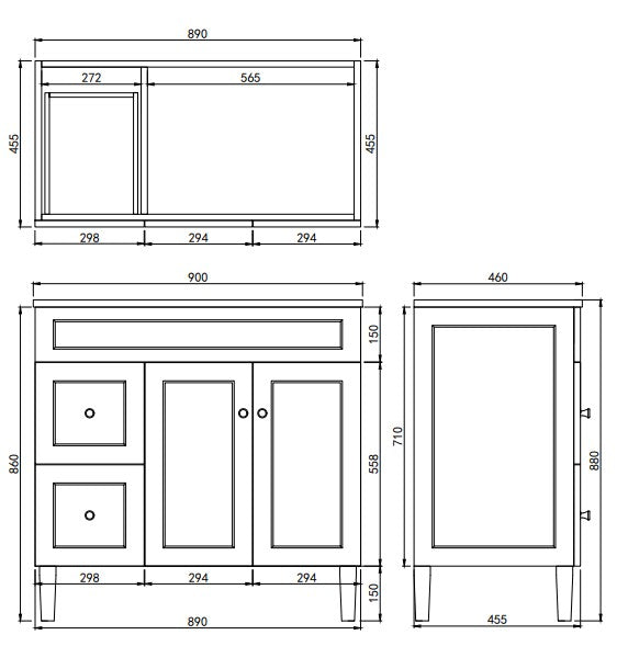 Harold Federation Free Standing Cabinet Matte Black