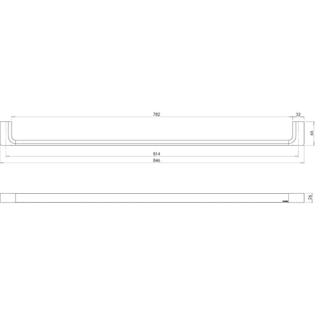 GS802_Gloss_Single_Towel_Rail_800mm_Line_Drawing