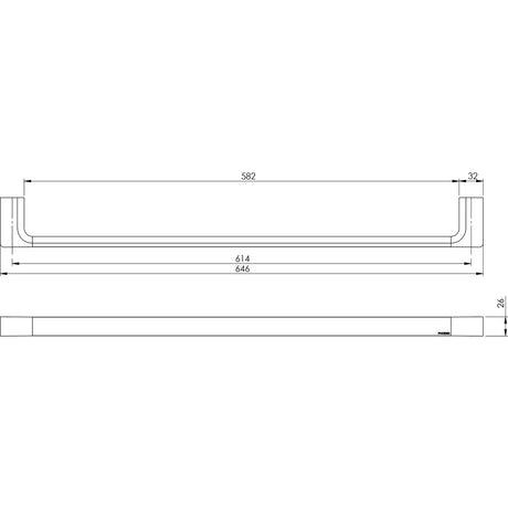 GS804_Gloss_Single_Towel_Rail_600mm_Line_Drawing