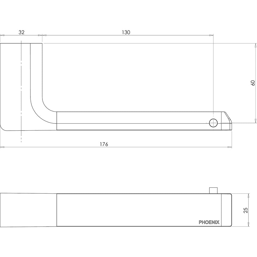 Phoenix Gloss Toilet Roll Holder Chrome, technical line drawing with dimensions