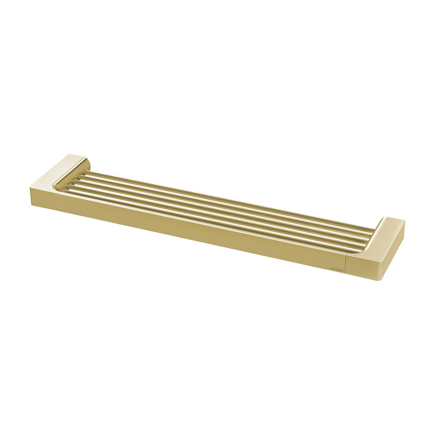 Phoenix Gloss Shower Shelf Brushed Gold, product view