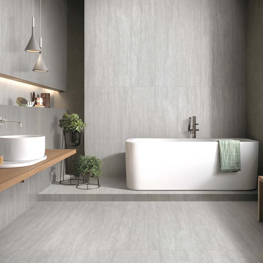 Ankara Travertine Vein Cut 1500x750 Matt Grey Travertine Look Tiles Dongpeng