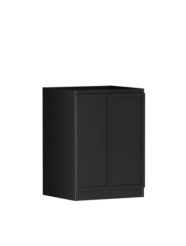 Otti Hampshire 630mm matte black two-door Shaker base cabinet used in the 1300mm laundry base