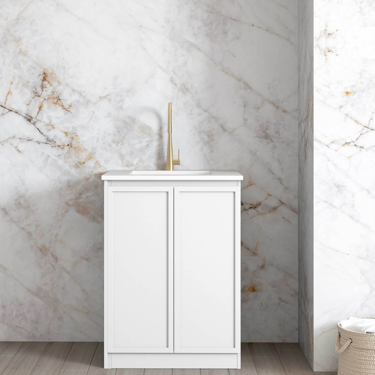 Otti Hampshire 650mm Matte White Laundry Cabinet | Tilemall