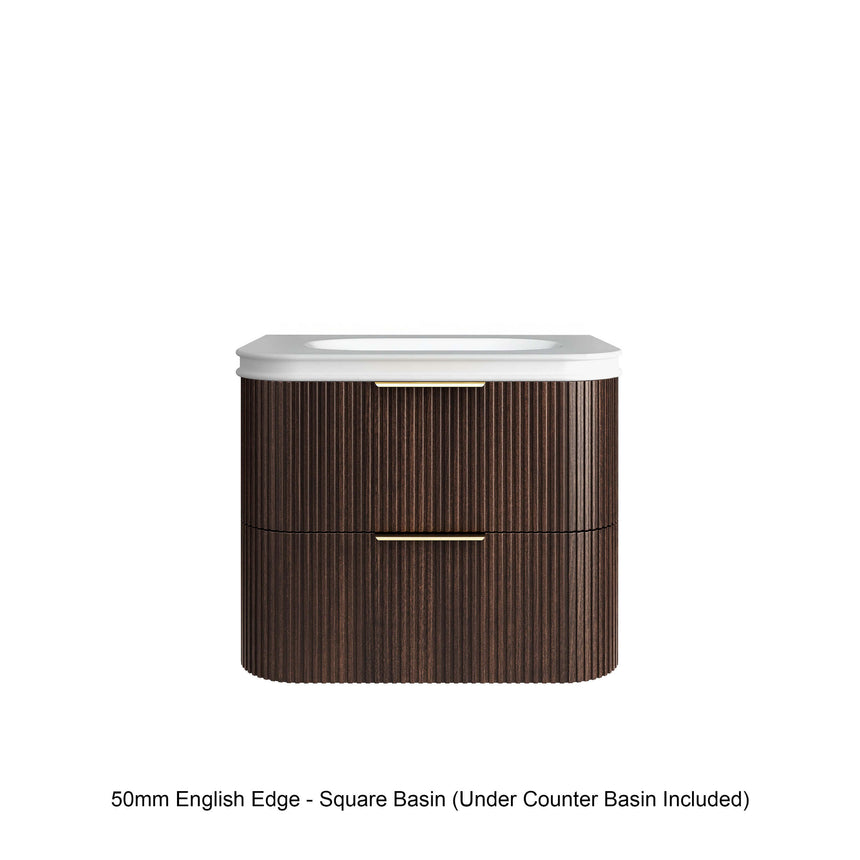 Havana Sable Walnut Fluted Wang Hung Single Basin Vanity 50mm English Edge Top