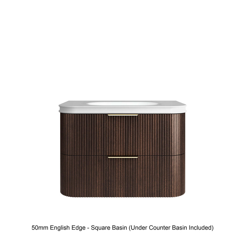 Havana Sable Walnut Fluted Wang Hung Single Basin Vanity 50mm English Edge Top