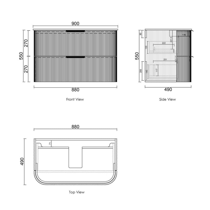 Havana Sable Walnut Fluted Wang Hung Single Basin Vanity Chloe Silk Top