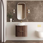 Havana Sable Walnut Fluted Wall Hung Single Basin Vanity Ultra Delux Stone Top