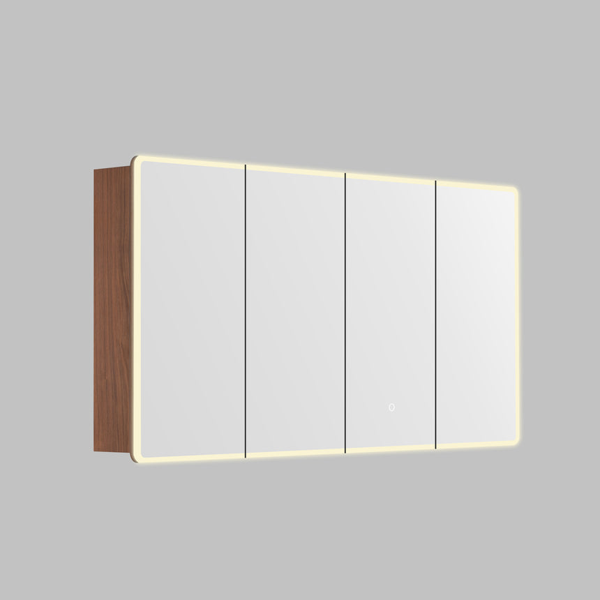 Lukka Avola PVC Triple LED Shaving Cabinet 1500x750mm Avola four-door LED shaving cabinet scene installed with mocha by Tilemall
