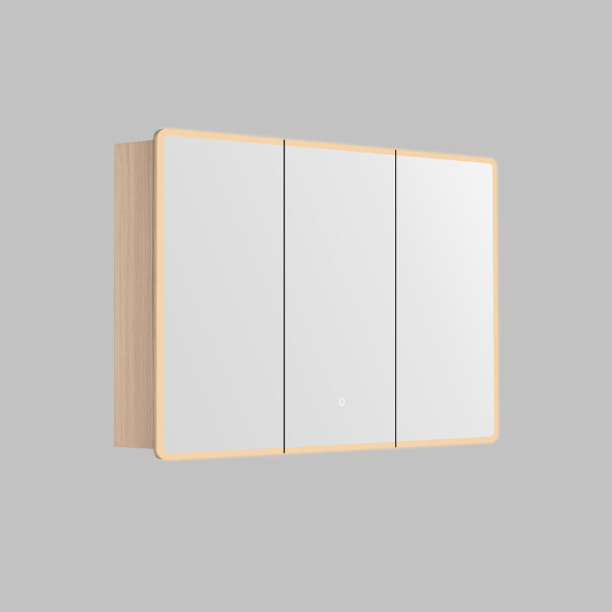 Lukka Avola PVC Triple LED Shaving Cabinet 1200x750mm Avola LED shaving cabinet cool white LED installed double vanity by Tilemall