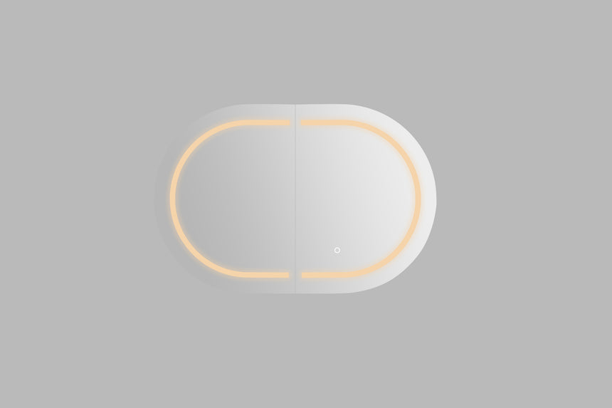 Lukka Allison Triple LED Shaving Cabinet 900x600mm Allison Double LED shaving cabinet matte white oval mirror with split by Tilemall