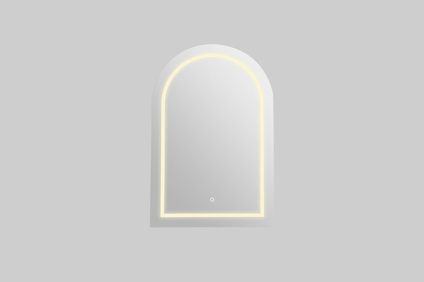 Lukka Allison Triple LED Shaving Cabinet allison LED shaving cabinet matte white arch mirror with warm LED perimeter glow by Tilemall