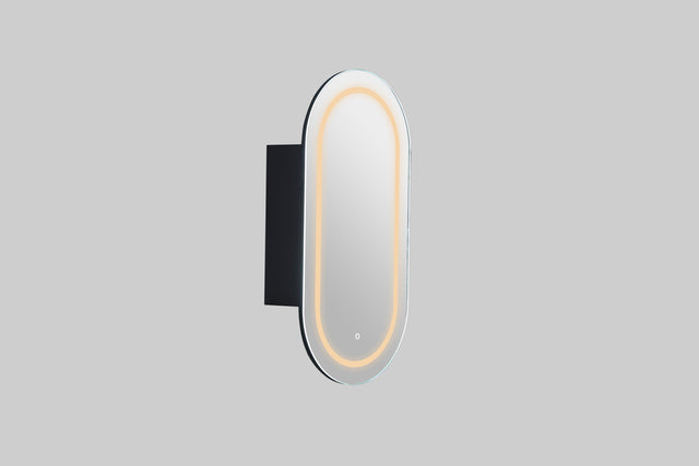 Lukka Allison Triple LED Shaving Cabinet 450x900mm matte black with warm LED edge lighting by Tilemall
