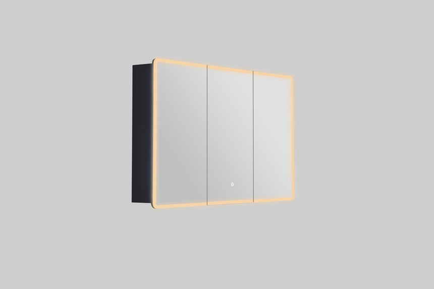 Lukka Avola PVC Triple LED Shaving Cabinet 1200x750mm Avola four-finish colour display with warm LED rim lighting by Tilemall
