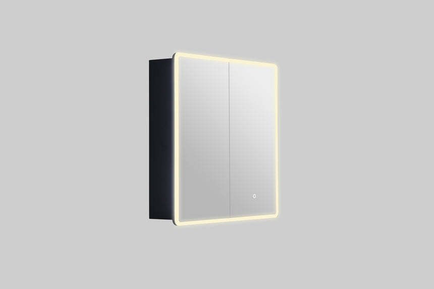 Lukka Avola PVC Triple LED Shaving Cabinet Avola 750x750mm LED shaving cabinet warm light finish studio view by Tilemall