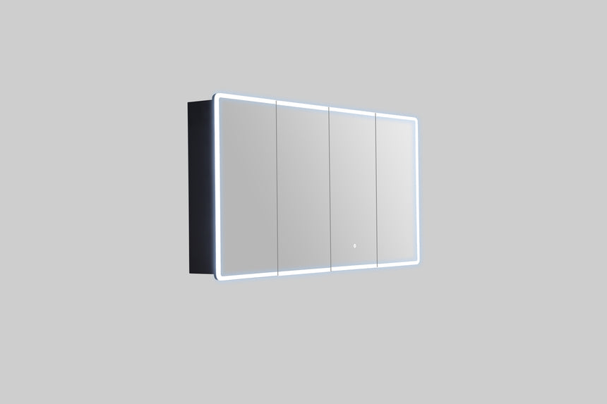 Avola PVC Triple LED Shaving Cabinet technical dimensions diagram for Lukka Avola 1500x750mm four-door shaving cabinet by Tilemall