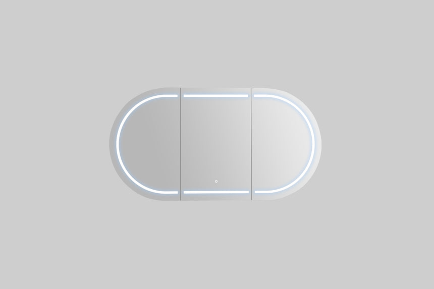 Lukka Allison Triple LED Shaving Cabinet 1200mm closed doors with cool white LED perimeter lighting by Tilemall