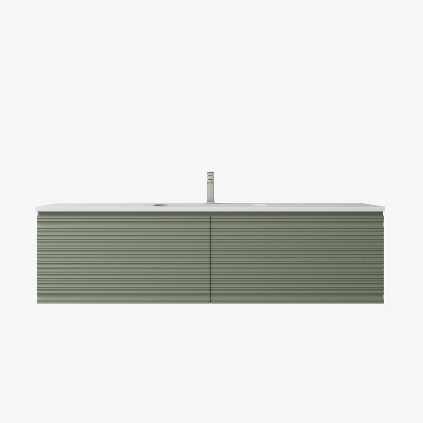 Sedona Fluted Wall Hung Cabinet Olive Green