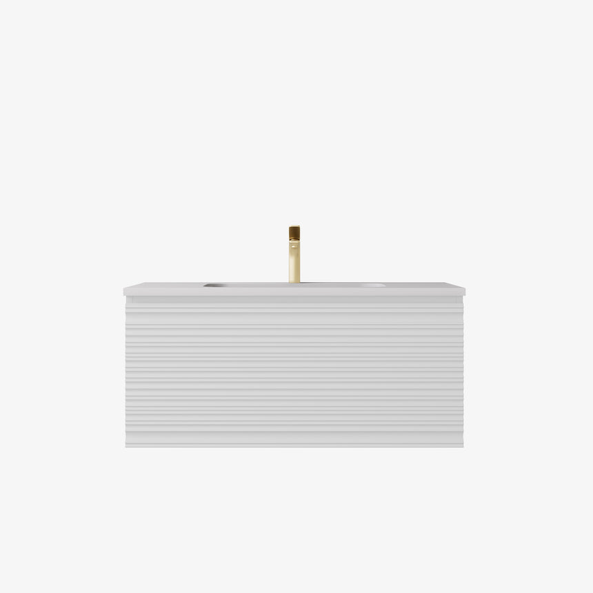 Sedona Fluted Wall Hung Cabinet Matte White