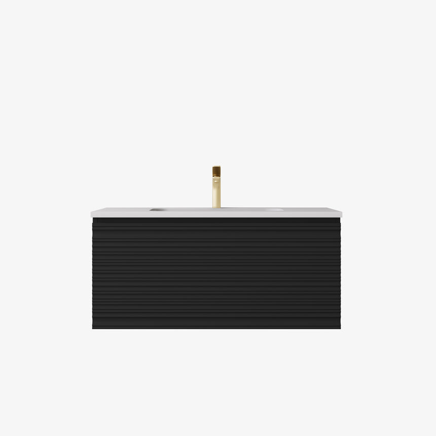 Sedona Fluted Wall Hung Cabinet Matte Black