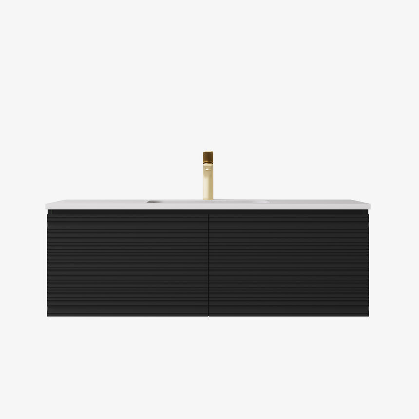 Sedona Fluted Wall Hung Cabinet Matte Black
